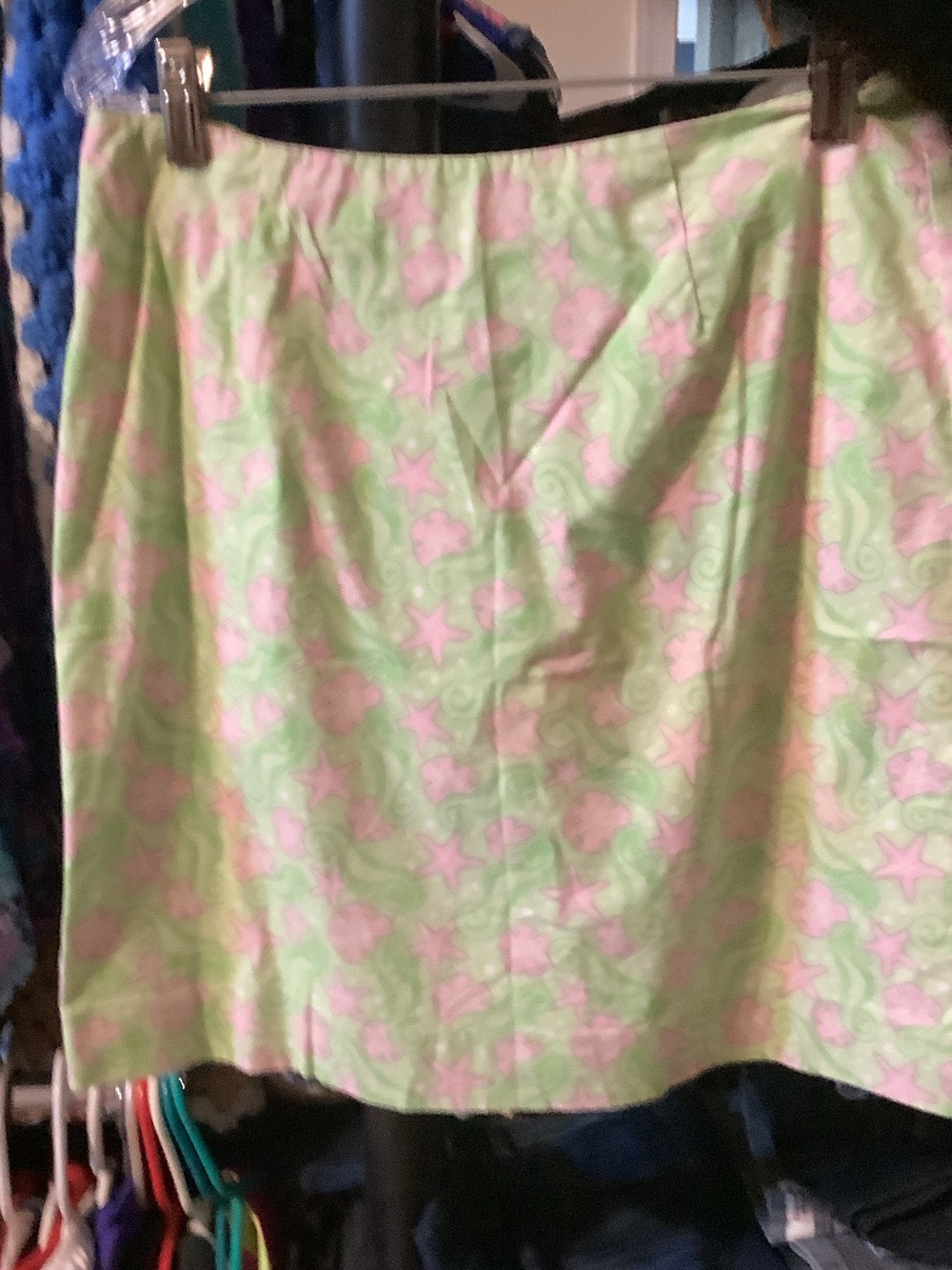 Vineyard Vines Pink & Light Green Starfish Pattern Midi Skirt